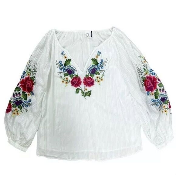 Rare Anthropologie Mira Embroidered Peasant Blouse NWOT Medium - Picture 11 of 16